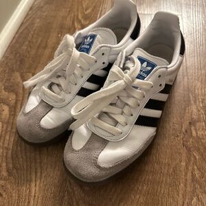 Adidas White and Black Sneakers with Gray Accents